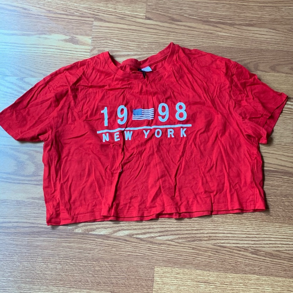 h and m 1998 red crop top